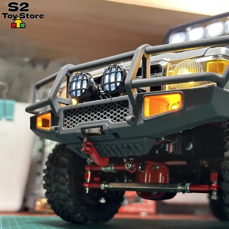 

MN ARB Style Front Bumper With LED Lights Tow Hook For MN-82 RC Off Road Crawler Upgrade Modified Truck Accessory RC Hobby Parts