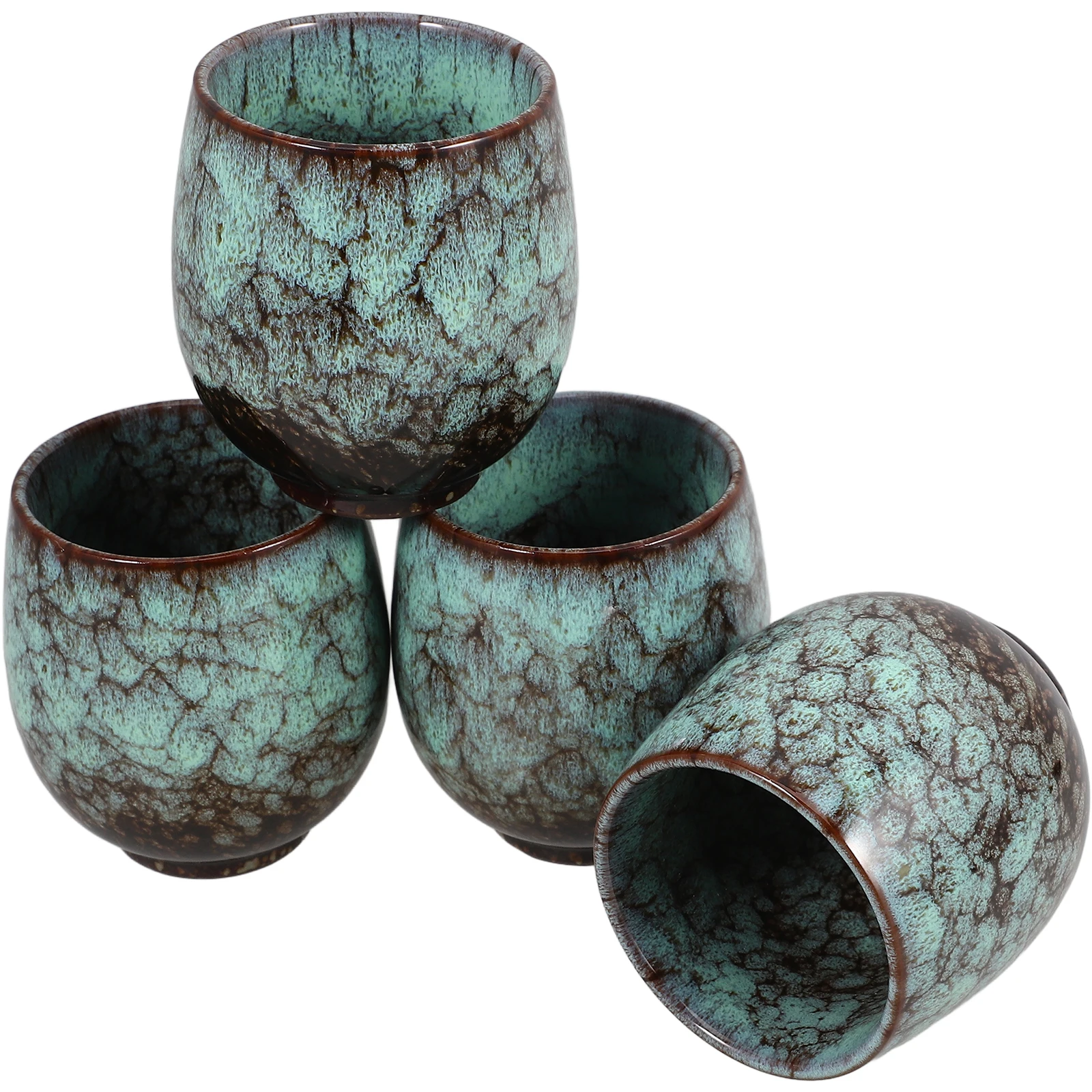 4pcs Ceramic Tea Retro Style Fine Workmanship Lightweight Portable Home Office Use Reusable Coffee Mug Vintage Kung Fu Teaware