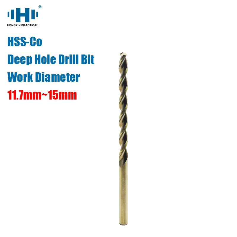 

11.7mm--15.0mm 1pc HSS-Co M35 High Speed Steel Deep Hole Drill Bit Standard Length Straight Shank Tools for Electric Drills