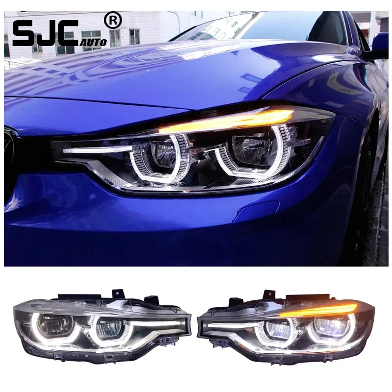 SJC Auto Car Accessories Headlight for BMW 3 Series F30 F35 13-15 Headlamp Assembly Modified Angel Eye LED Daytime Running Light