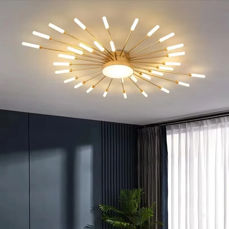 

Atmospheric Living Room Ceiling Light Nordic Gold Surface Mounted Fixtures Modern Simple Led Ceiling Lamps Foyer Bedroom Lights