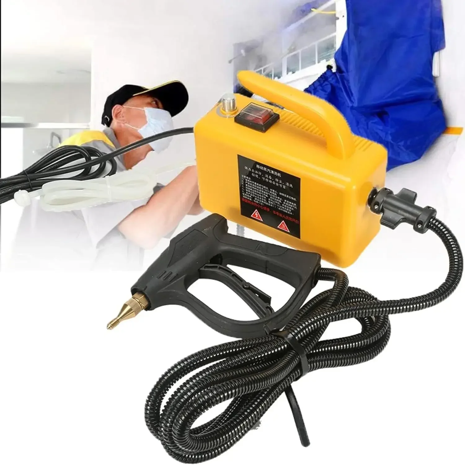 Portable Steam Cleaner, Multifunction Handheld Steam Cleaner(Yellow,110v)