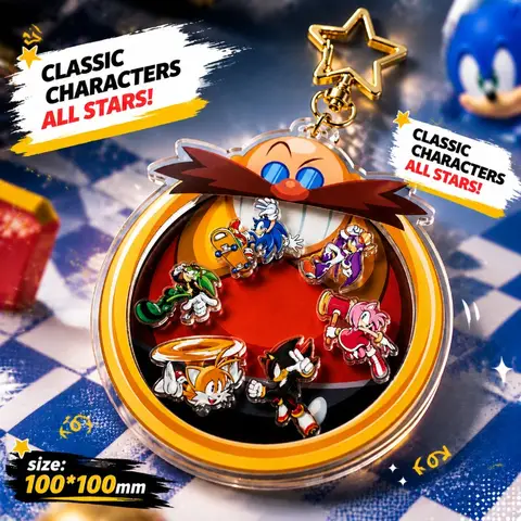 Acrylic Shaker for Sonices Dr. Eggman Amy Rose Original Keychain Bag Pendant Charm Cartoon Anime DIY Fidget Toy Gift Birthday