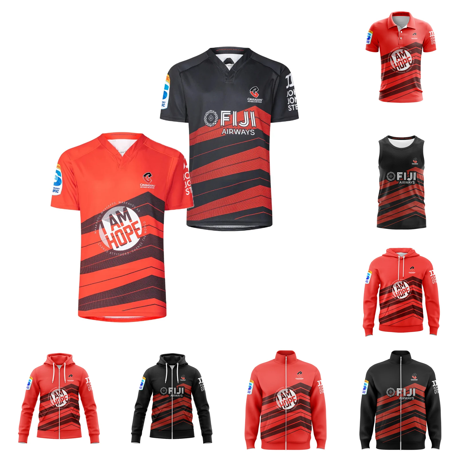 

2025 NZ Crusaders Mens Replica Home/Away Hoodies Vest Super Rugby Jersey Singlets
