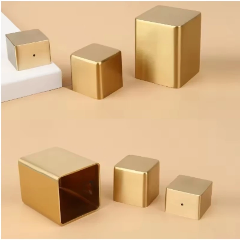 4Pcs Square Brass Leg Tip Cups End Cap For Midcentury Sofa Bed Cabinet