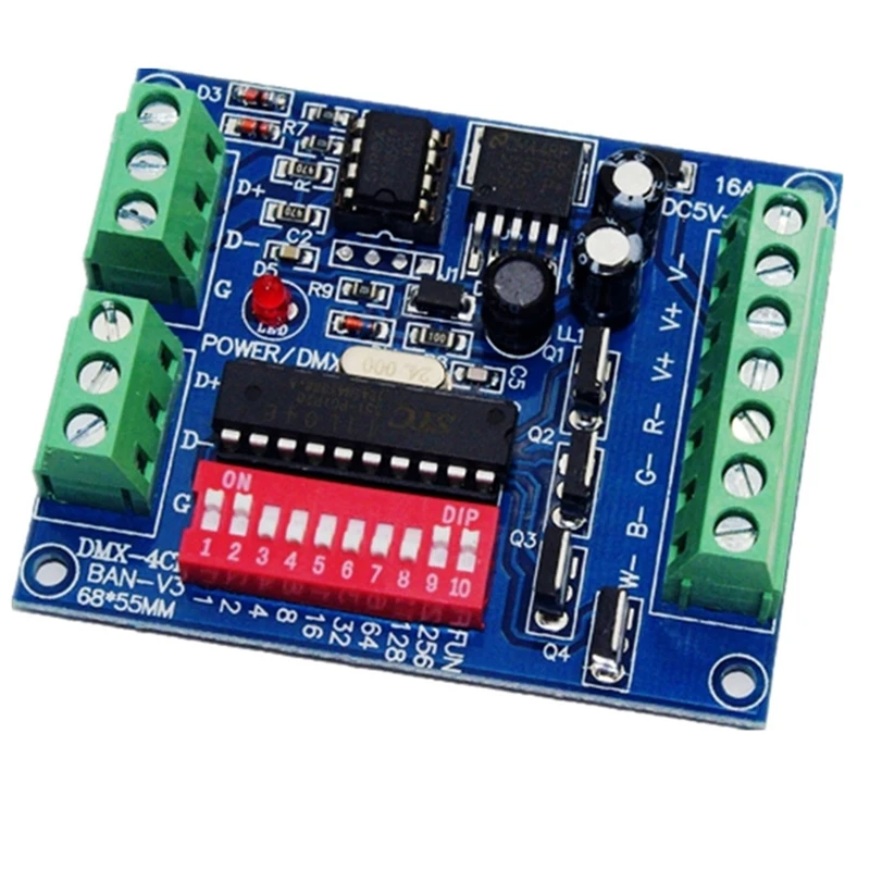 ストリップ用LEDデコーダーコントローラー,dmx 512, 4チャンネル,dmx,dc 5v-24v,ストリップ用調光器