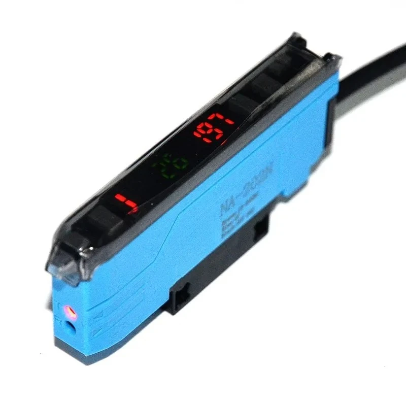 high-speed-dual-digital-fiber-optic-sensor-amplifier-paired-with-diffuse-reflective-fiber-optic-head