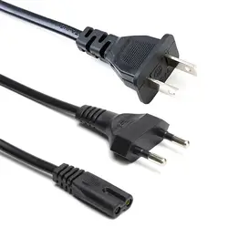 1pcs White Black 2Prong US EU to C7 C8 Extension Cable  Led Lighting Power Supply America European Figure 8 Power Cord 1.5m 0.6M