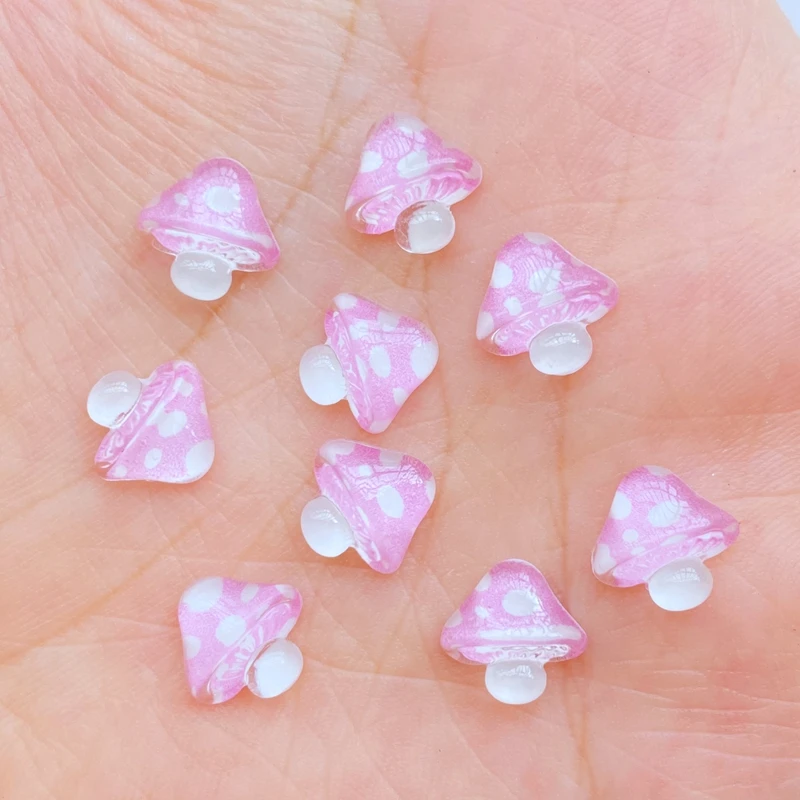 50pcs 3D Resin Nail Charms Shiny Mushroom Nail Parts Accessories Kawaii DIY Nail Art Decoration