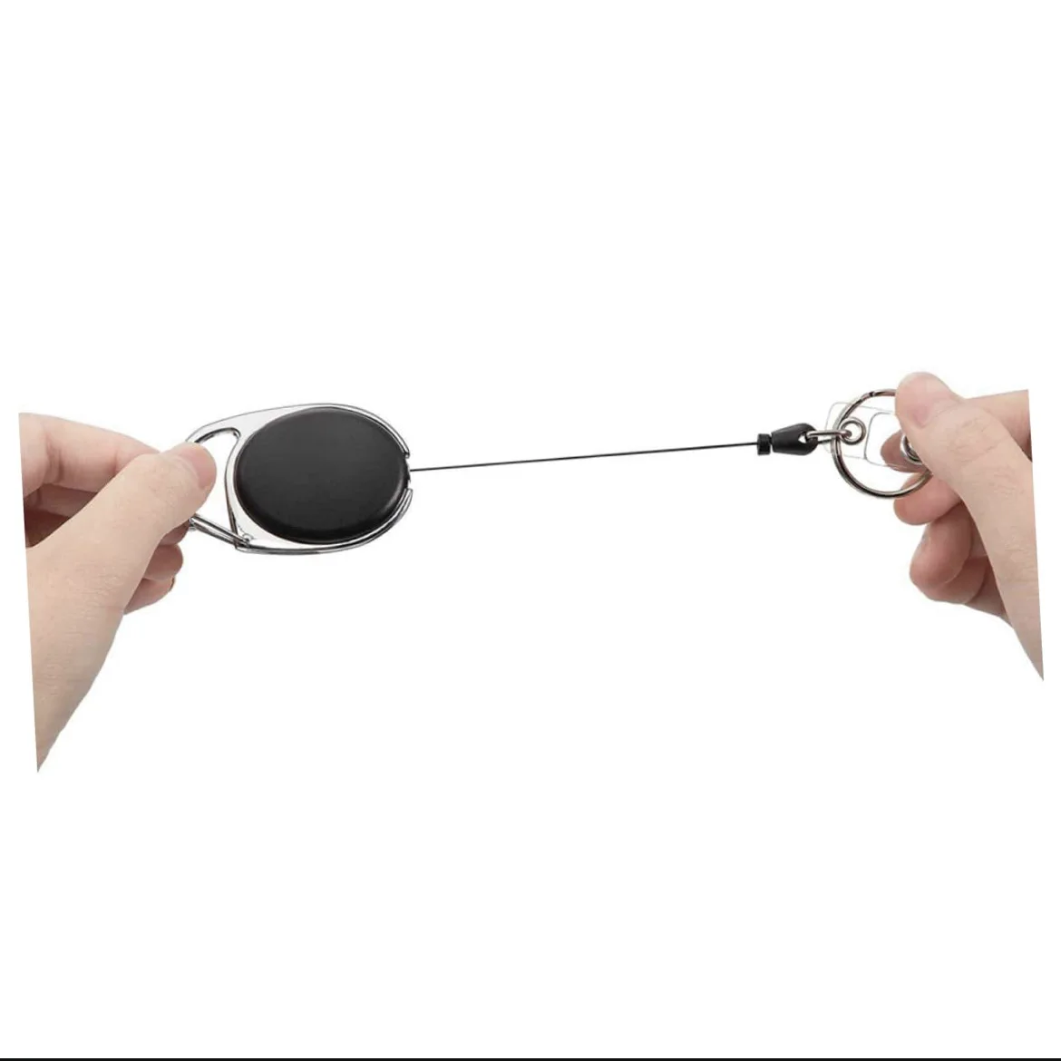 1 Piece Black Universal Heavy Duty Retractable Nurse Badge Reel with Carabiner ID Card Holder Keychain for Office Outdoor