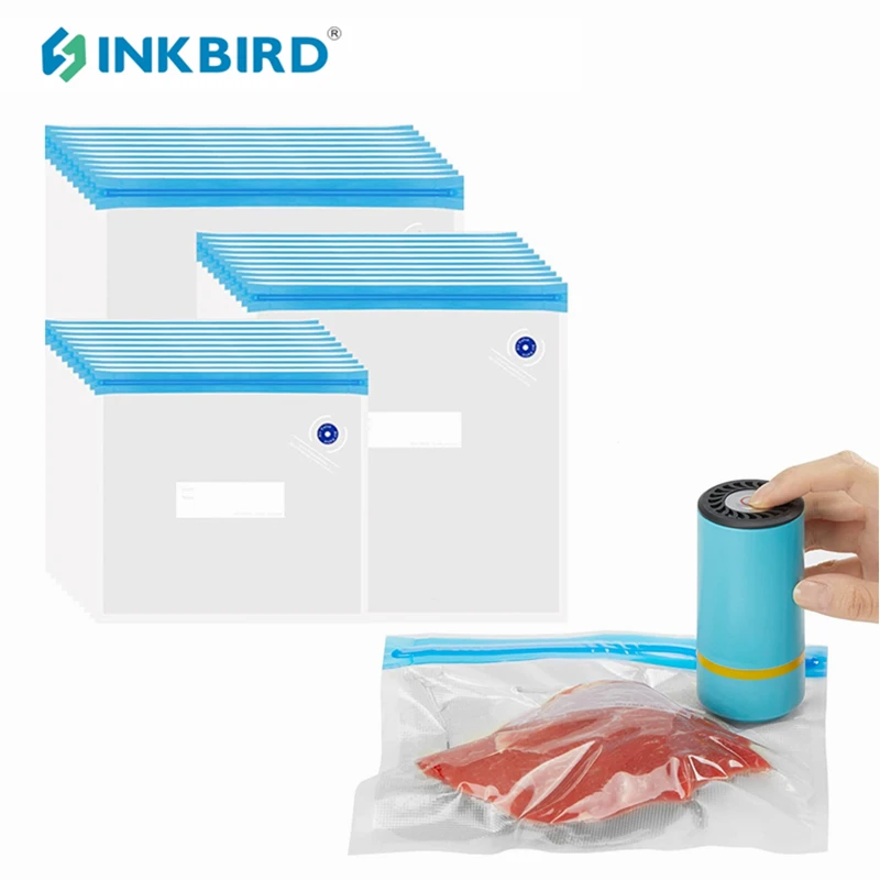 INKBIRD Handheld Food Vacuum Sealer Electric Packaging Machine Ziplocks Vacuum Packer With 30pcs Vacuum Zipper Bags for Storing