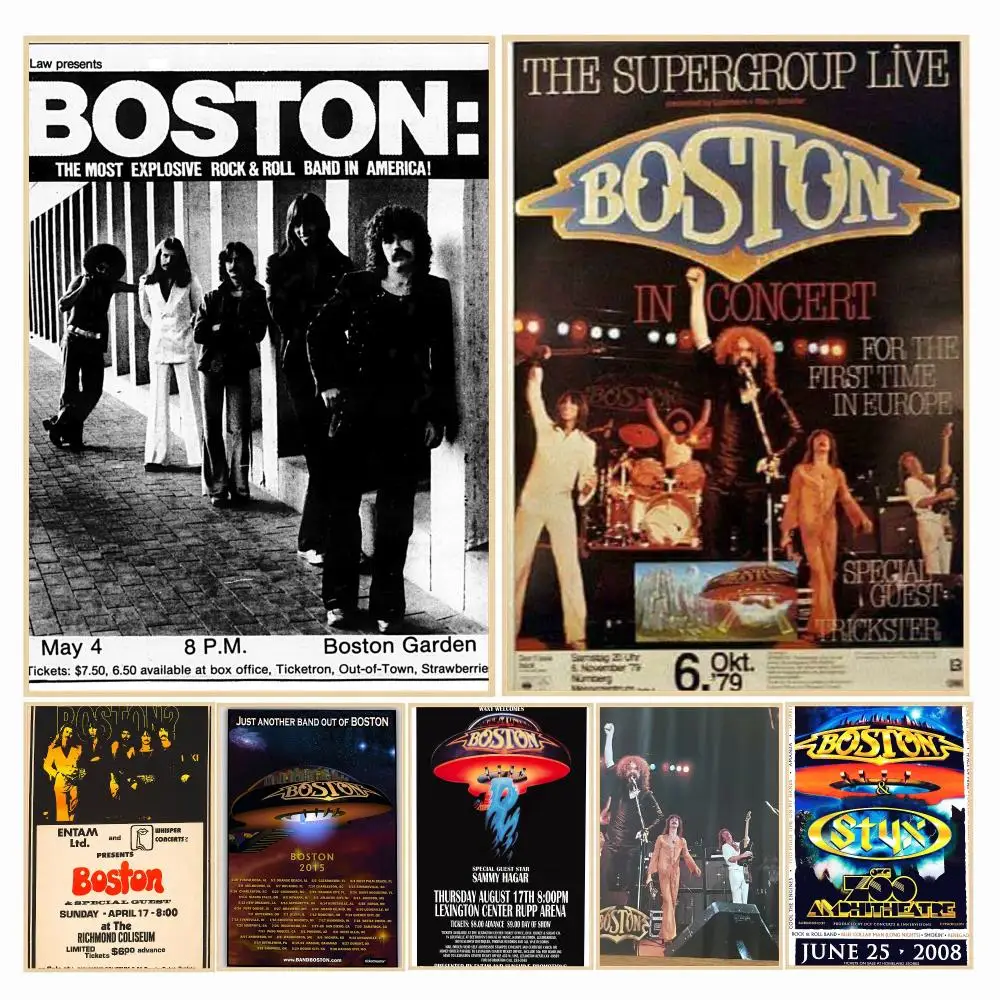 band B-Boston-N Poster Decorative Wall Art Sticker for Cafe Office Bedroom and Living Room