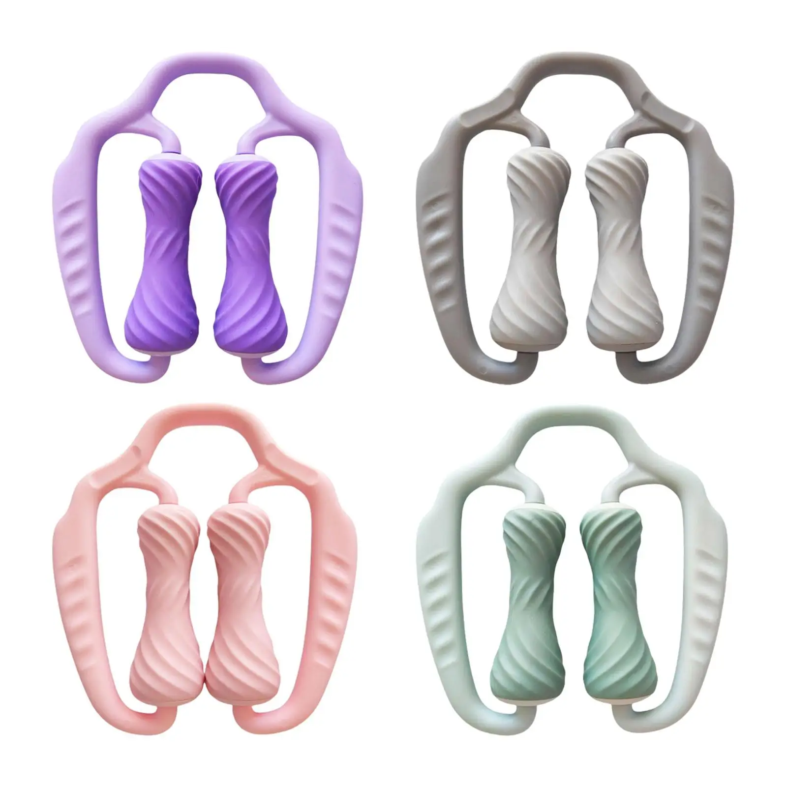 Double Wheels Massage Roller Non Slip Handle Muscle Relax Massager for Gym Training and Home Use