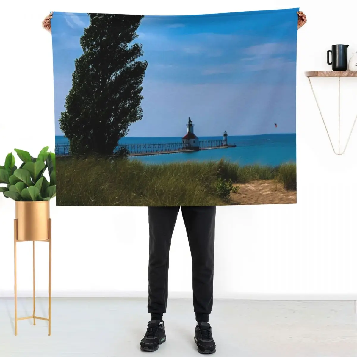 St. Joseph Lighthouse Throw Blanket Travel Size Cozy Blanket for Plane Train