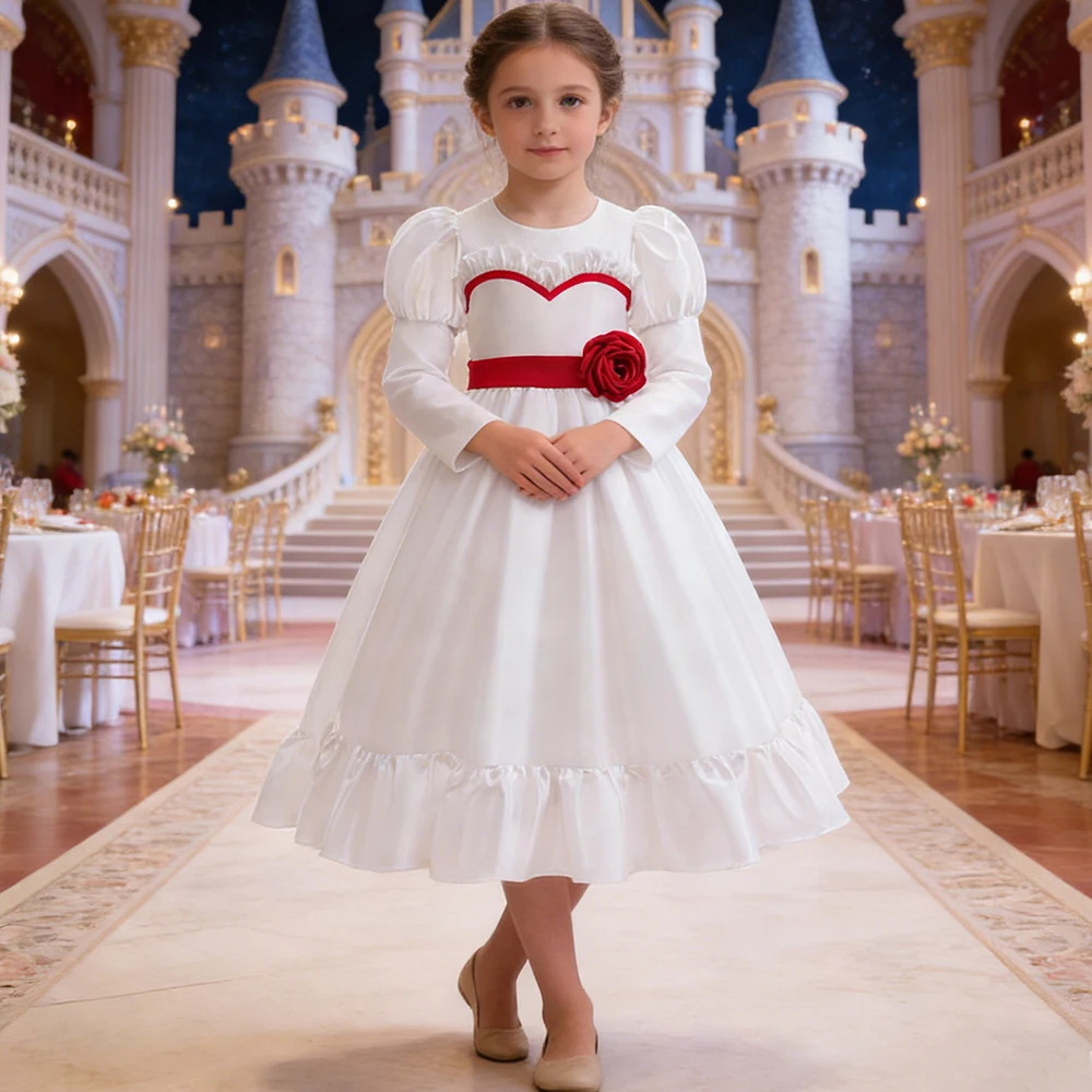 Kinder Conjuring Halloween Kostüm Horror Puppe Annabelle Cosplay Mädchen Kleider Rose Stickerei Taufkleid Mädchen Party Kleider