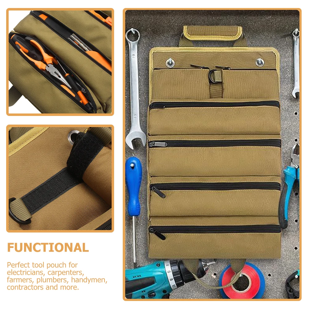 

Electrician Tool Roll Bag Oxford Cloth Heavy Duty Multi-Purpose Storage Pouch Organizer Spanner Wrench Marker Hammer Tool