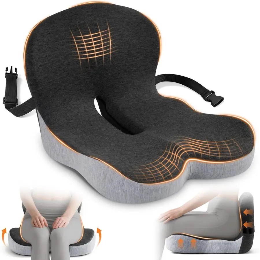

Cushion, Office Chair Cushions for Tailbone Relief, Seat Cushions for Office Chair with LShaped Ergonomic Design amp Adjustable