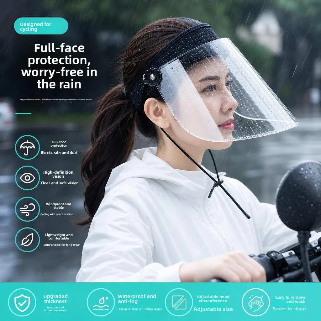 Rainproof Cycling Face Mask  Vehicle Windproof Hat Unisex Full Face Dustproof Transparent Rain Cap for Men And Women