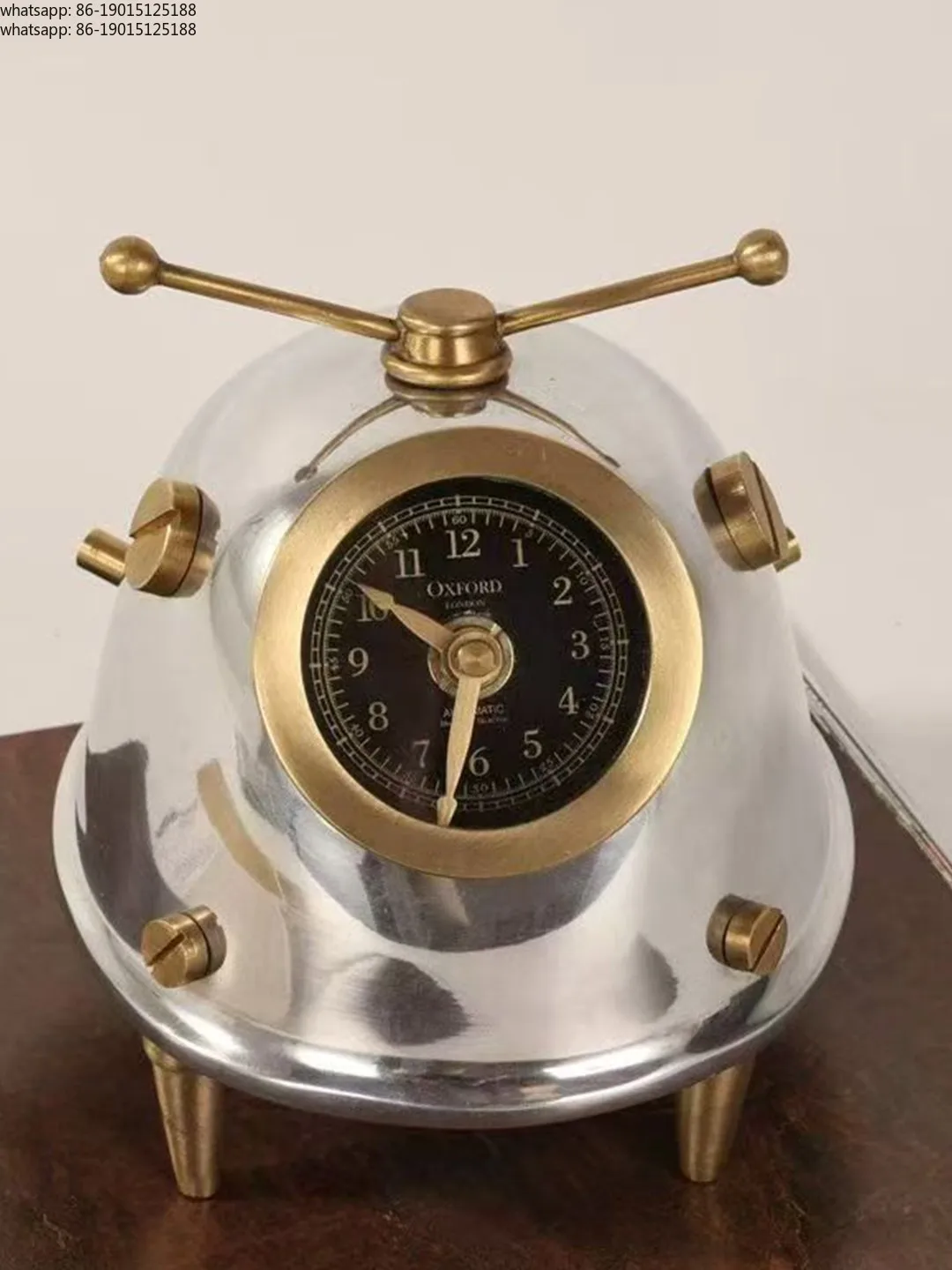 Imported submarine brass desk clock European imitation antique creative desk clock model room decorative handicraft ornament