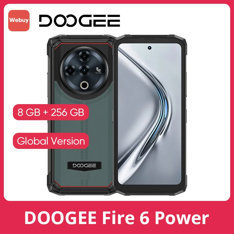 Global Version DOOGEE Fire 6 Power 120LM Flashlights Smartphone 15500mAh Large Battery 50MP Main Camera 33W Fast Charge 6.56