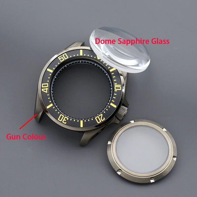 MOD Gun Colour Design SKX007 SKX009 Men's Watch Case Fit NH34 NH35 NH36 Automatic Movement Sapphire Glass 200M Waterproof Case