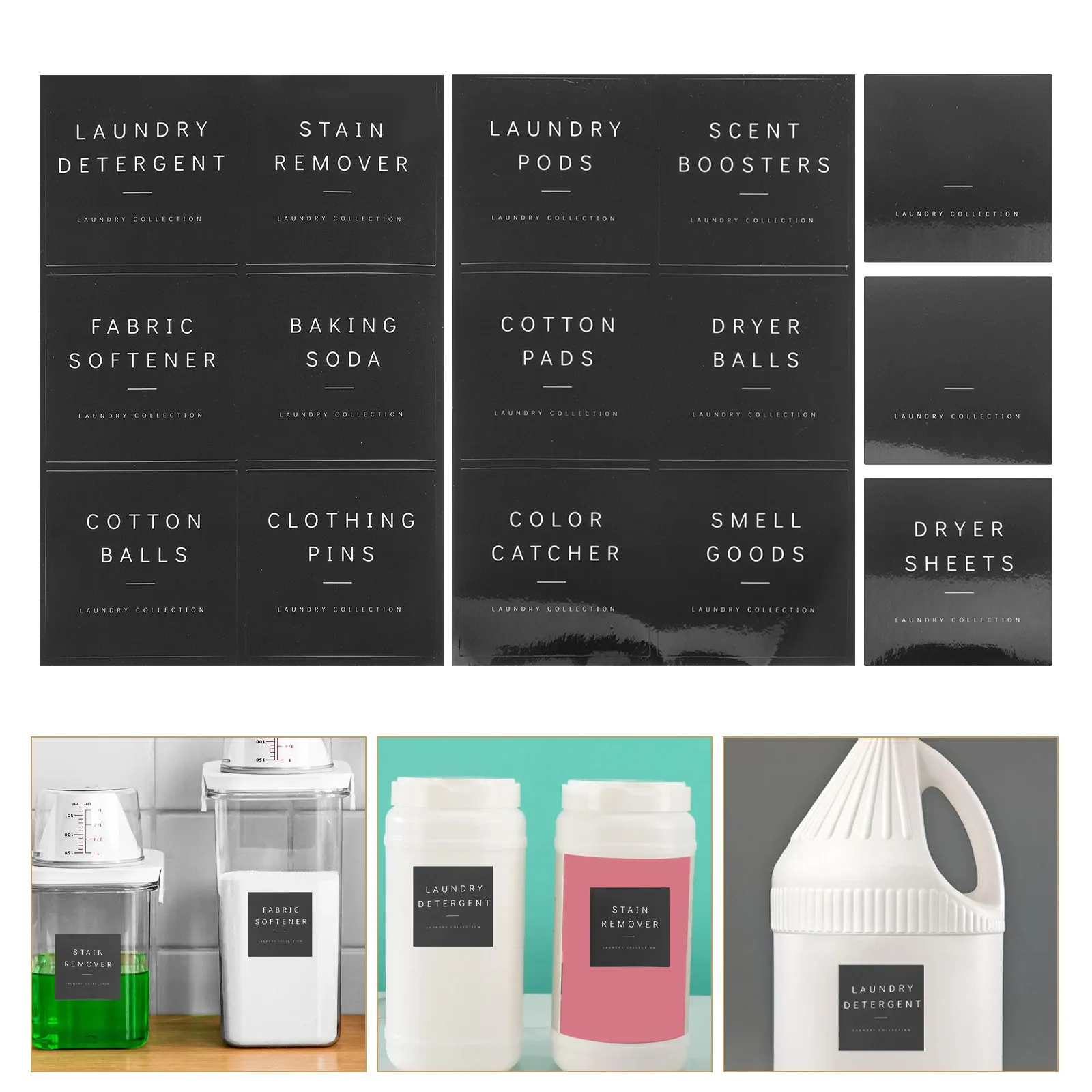 1Set Minimalist Laundry Bottle Labels Waterproof for Laundry Room Bathroom Containers Soap Dispenser Travel Bottles Jar