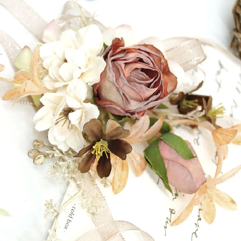 Boutonniere And Wrist Corsag Vintage Imitation Dry Flower Business Celebration Wedding Supplies Photo Studio 338