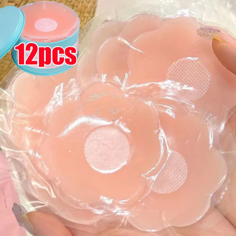 2/12pcs Women Invisible Nipple Cover Sticker Self-adhesive Chest Breast Petals Silicone Lift Up Paddings Reusable Patch Bra Pads