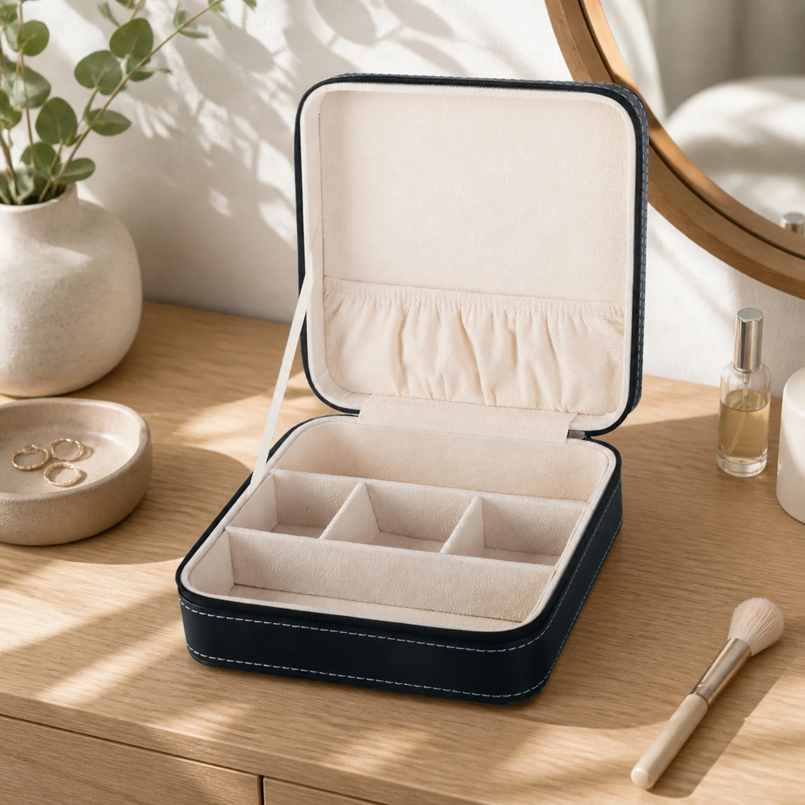 Zippered Eyewear Storage Case Dust-Proof Eyewear Organizer with Removable Insert Multi-Compartment Glasses Case Long-Lasting