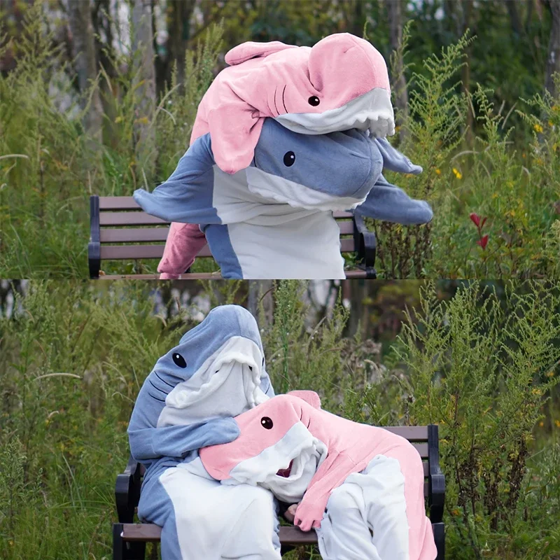 Wearable Shark Blanket Adult Shark Blanket Hoodie Adult Cartoon Animals OnePiece Blanket Cozy Sleeping Bag Cosplay Shark Costume