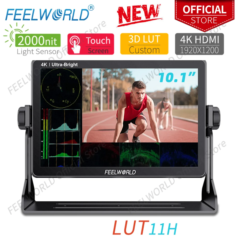 FEELWORLD LUT11H 10.1 Inch 2000nit Ultra Bright  DSLR Camera Field Monitor Touch Screen Full HD IPS 4K HDMI for Youtube Gimbal