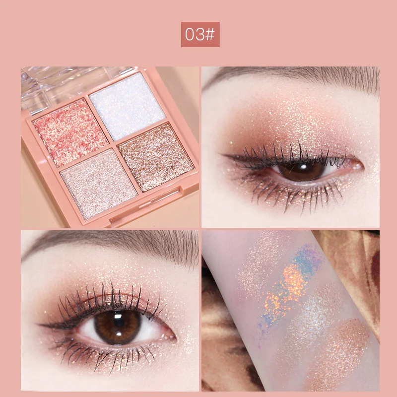 HOJO 4 in 1 Diamond Sequins Eye Shadow Palette Makeup Eye Shadow Tray Waterproof Durable Eye Cosmetics TSLM1