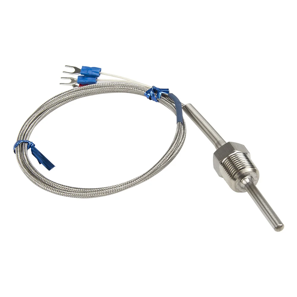 FTARP09 PT100 type 1m metal braided cable 50mm probe head RTD temperature sensor 1/8 1/4 3/8 1/2 3/4 inch thread