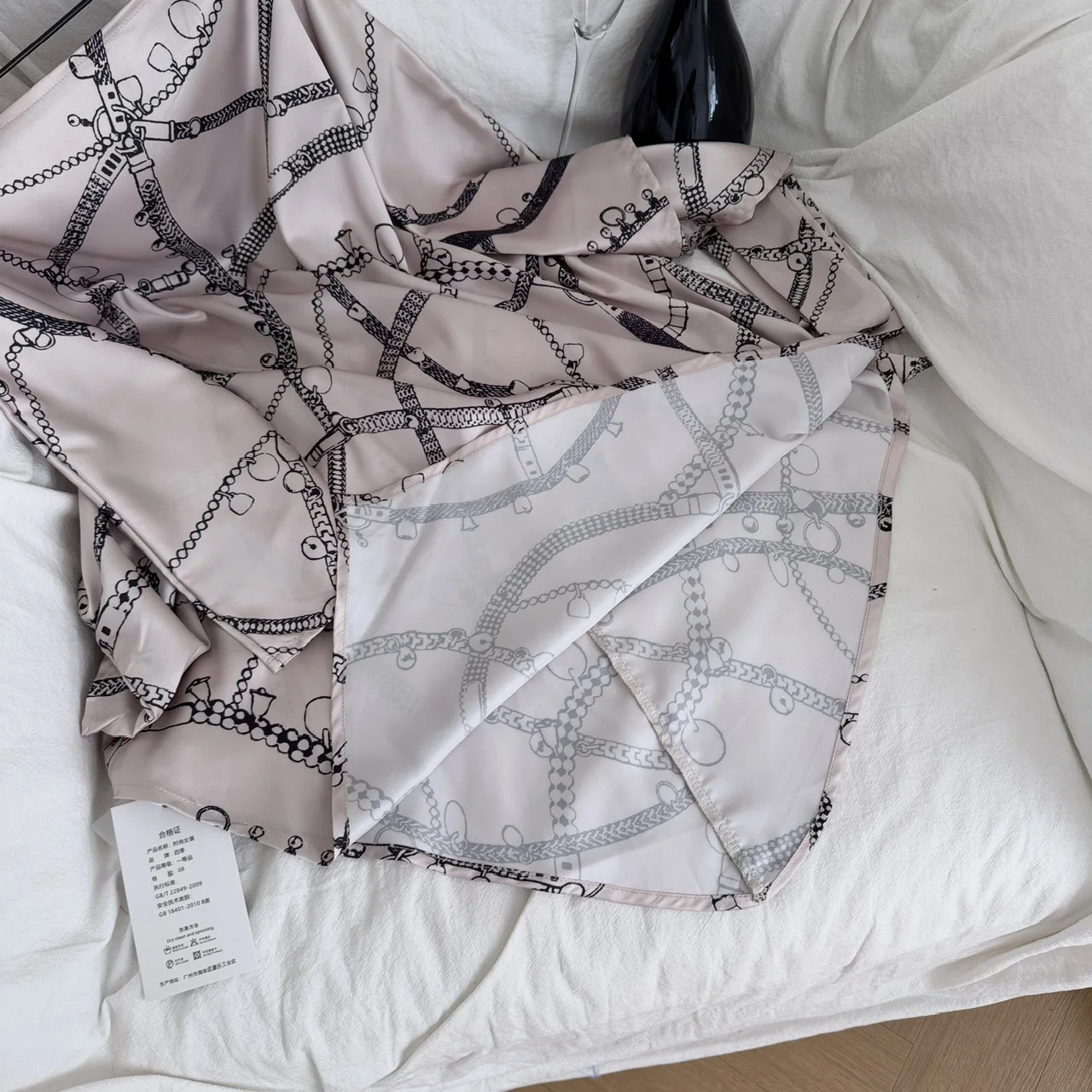 Clothland Women Vintage Chain Print Shirt Dress Sashes One Shoulder One Sleeve Backless Retro Mini Dresses Vestido QE196