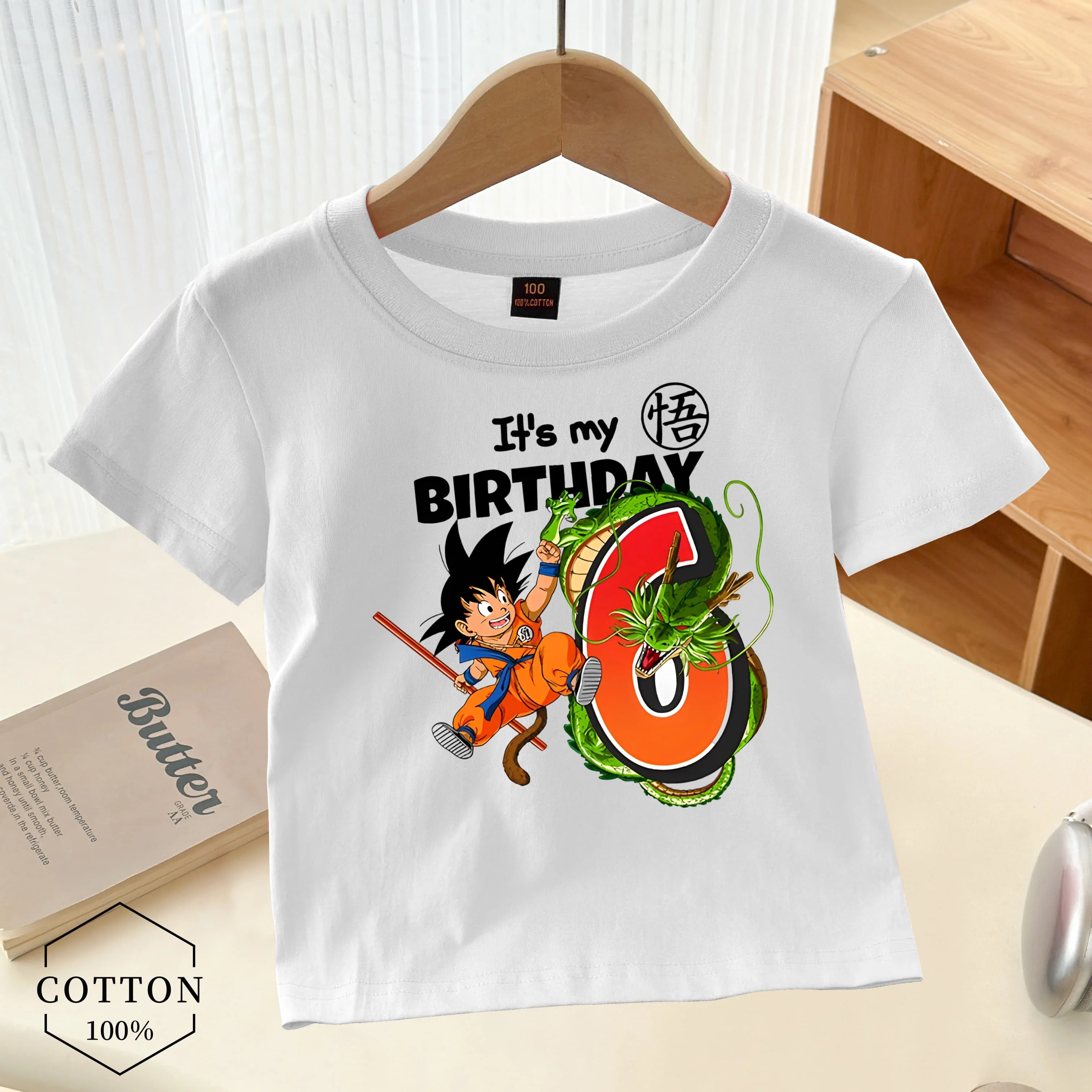 

Summer DRAGON Ball Son Goku Short Sleeve Cotton T-Shirt Japanese Kakarot Birthday Number Tee Top Children Clothes for Boy Shirt