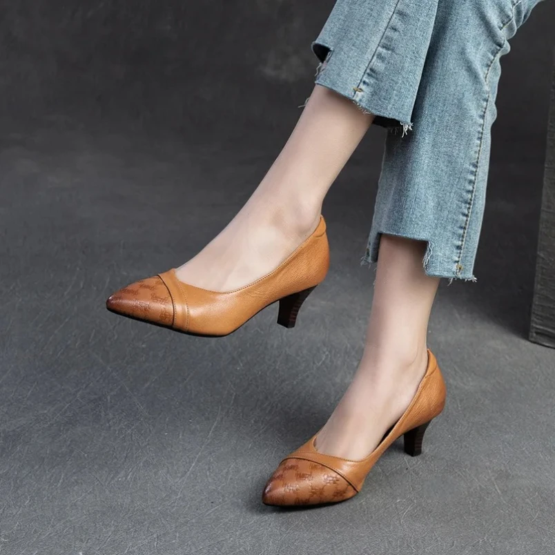 

Дизайнерские туфли-лодочки 2025 года для женщин, туфли на высоком каблуке, женские модные свадебные модельные туфли из натуральной кожи с острым носком, женские туфли