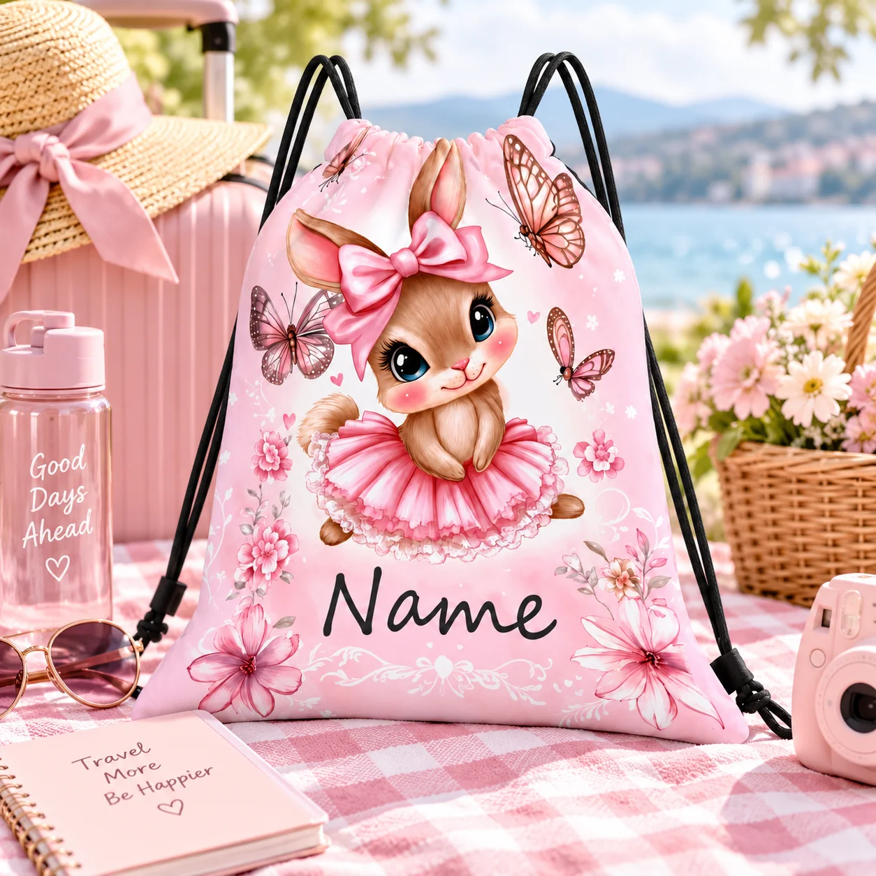 1PC Personalized Drawstring Bag Backpack Custom Name Kids String Bag Girls School Travel Gym Sports Birthday Gift Bag Drawstring - view 3