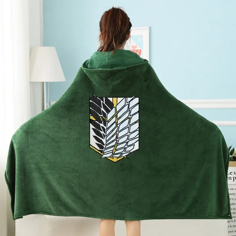 Attack on Titan Blanket Cloak Shingeki No Kyojin Survey Corps Cloak Cape Flannel Cosplay Costume Hoodies Anime Blanket