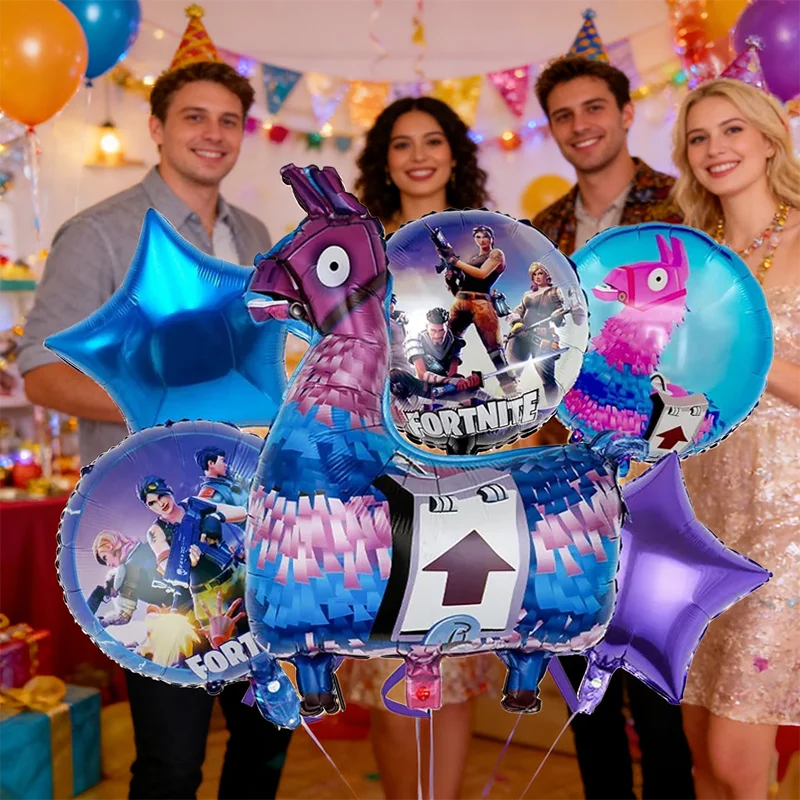 Fortnite Game Theme Happy Birthday Foil Latex Balloons Set Game Family Decorations Boys Kids Party Supplies Baby Shower Gifts