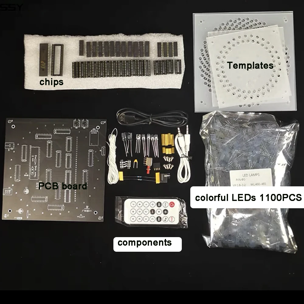 Kit di saldatura fai da te colorato bluetooth Canton Tower 32 strati x32 colonne LED light cube spettro musicale (non assemblato