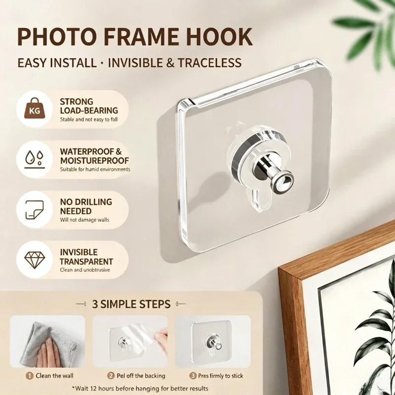 1-20Pcs Screw Wall Hooks Self Adhesive Hangers Seamless Nail Screw Free Sticker Hook for Wall Mount Kitchen Bathroom Home Office