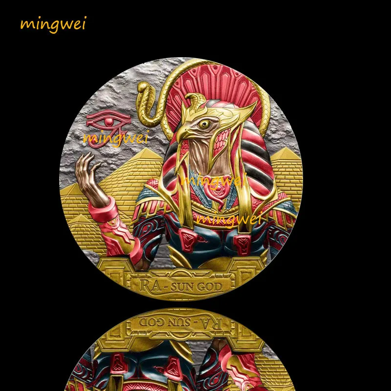 New Colorful Egyptian Sun God Modeled After An Antique Coin Ra-Sun God Commemorative Coins Badge Metal Crafts Collectible