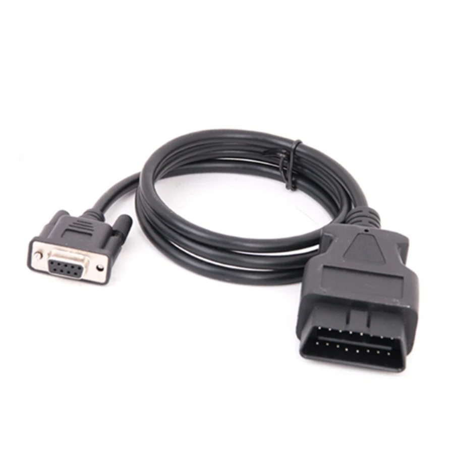 Newest OBD2 16Pin To DB9 RS232 Serial Port Extension Line OBDII Connector Car Cable Adapter