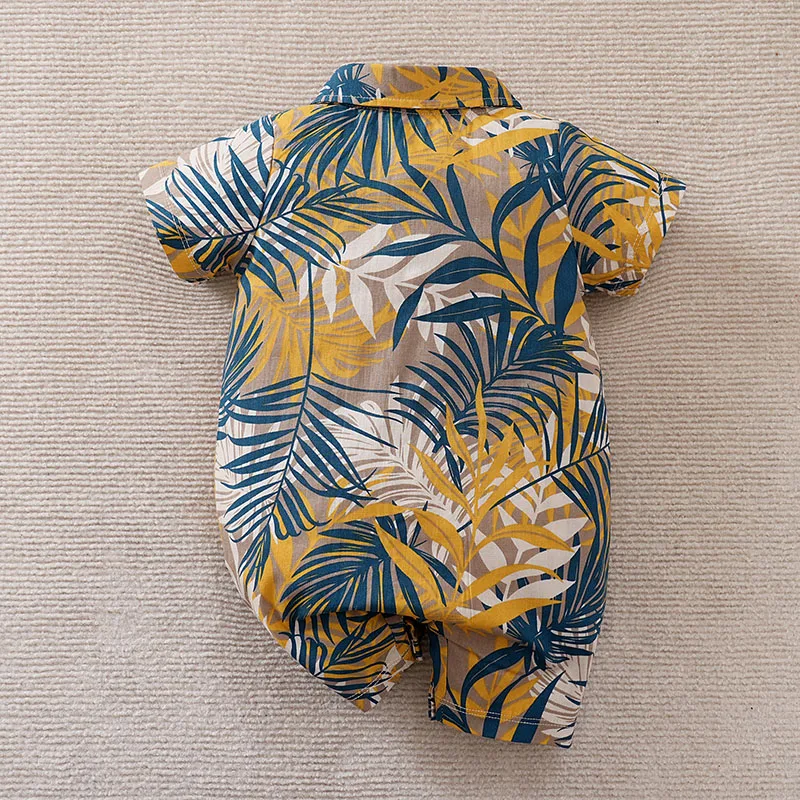 Print Clothes 100% Cotton Short Sleeve Summer 0-18 Months Newborn Knitted Children's Wear Baby Boy Baby Girl  leaves new Soft