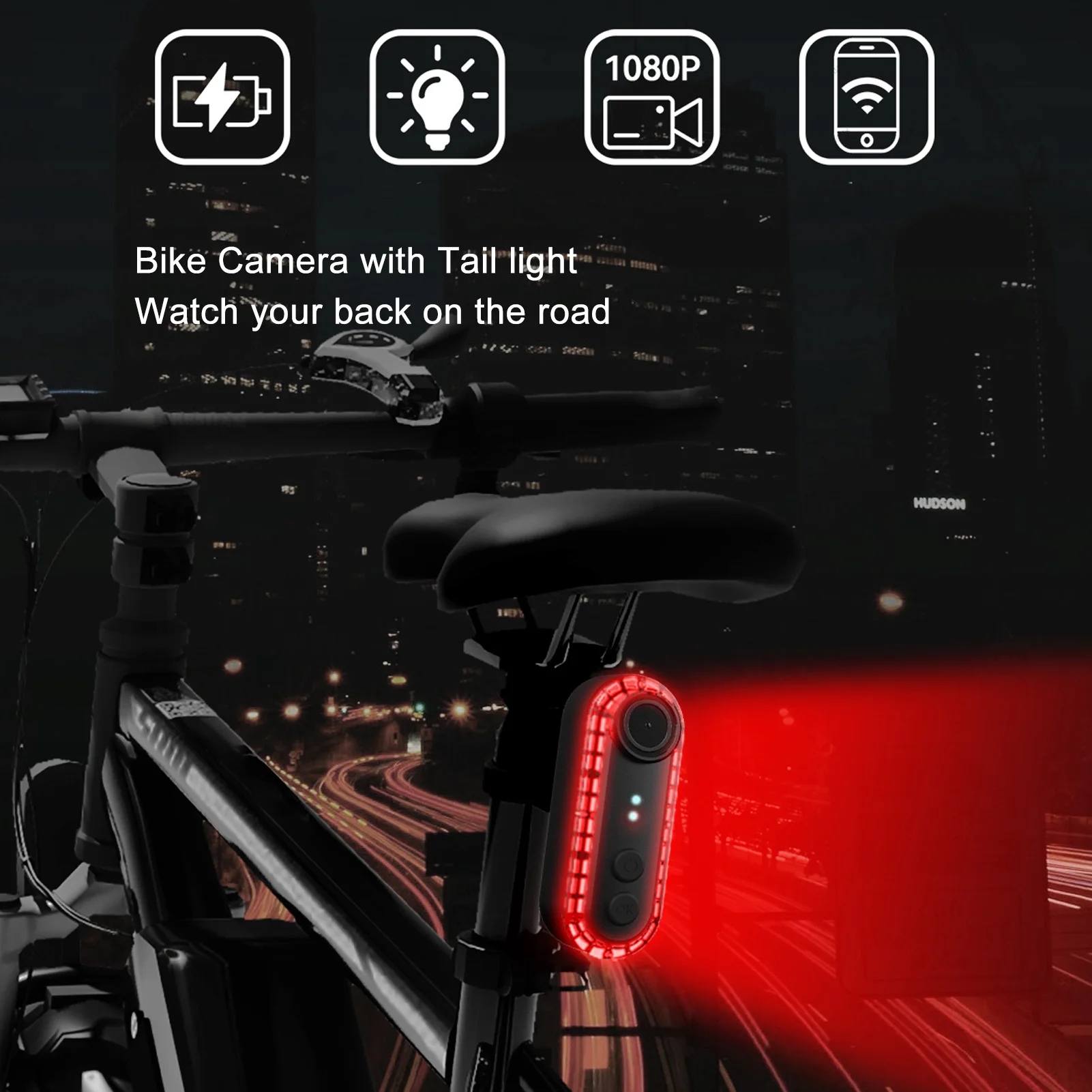 

Bike Camera with Tail Light 1080P HD 150 Degree Bike Camera Viewing Phone Interconnection Water Proof Bike Rear View Camera