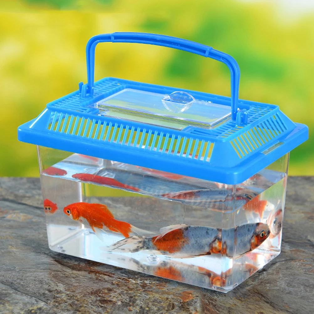

6pcs Portable Handheld Fish Tank Bright Lid Colors Easy Feeding Escape Prevention Reptile Feeding Box Plastic Aquarium For