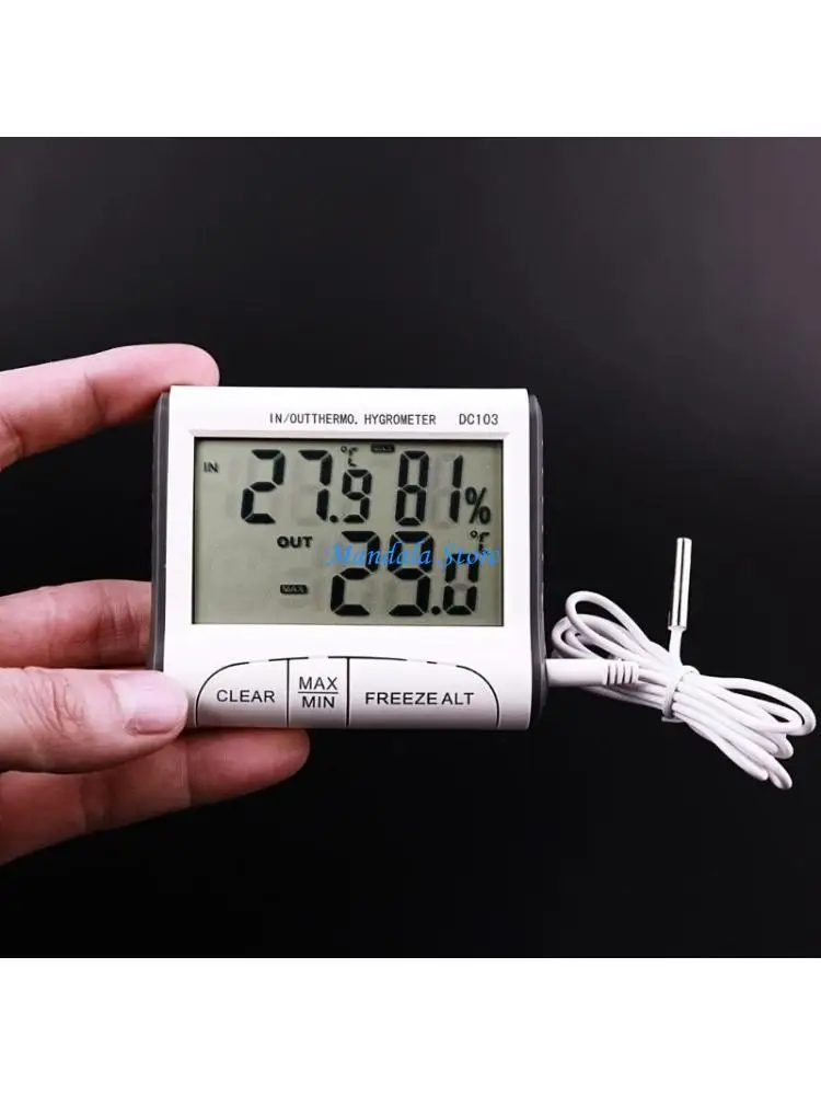 U2JC Electronic Thermometer Hygrometer IndoorOutdoor Temperature Humidity Detector Meter with Probe Weatherproof