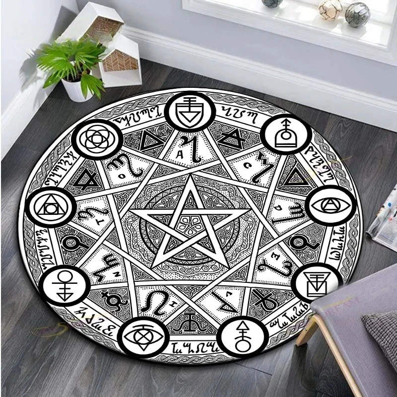 Cartoon Magic Circle Rug Home Decorative Round Carpet Soft Fashion Area Rugs Bedroom Anti-slip Floor Mat Chair Mat Evil Carpet