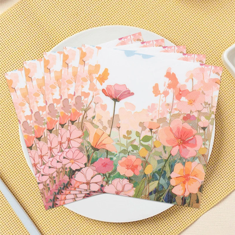 20Pcs Flower Printed Paper Napkins, Disposable Napkins for Baby Shower Birthday Wedding Party, Table Decor Tissue Supplies