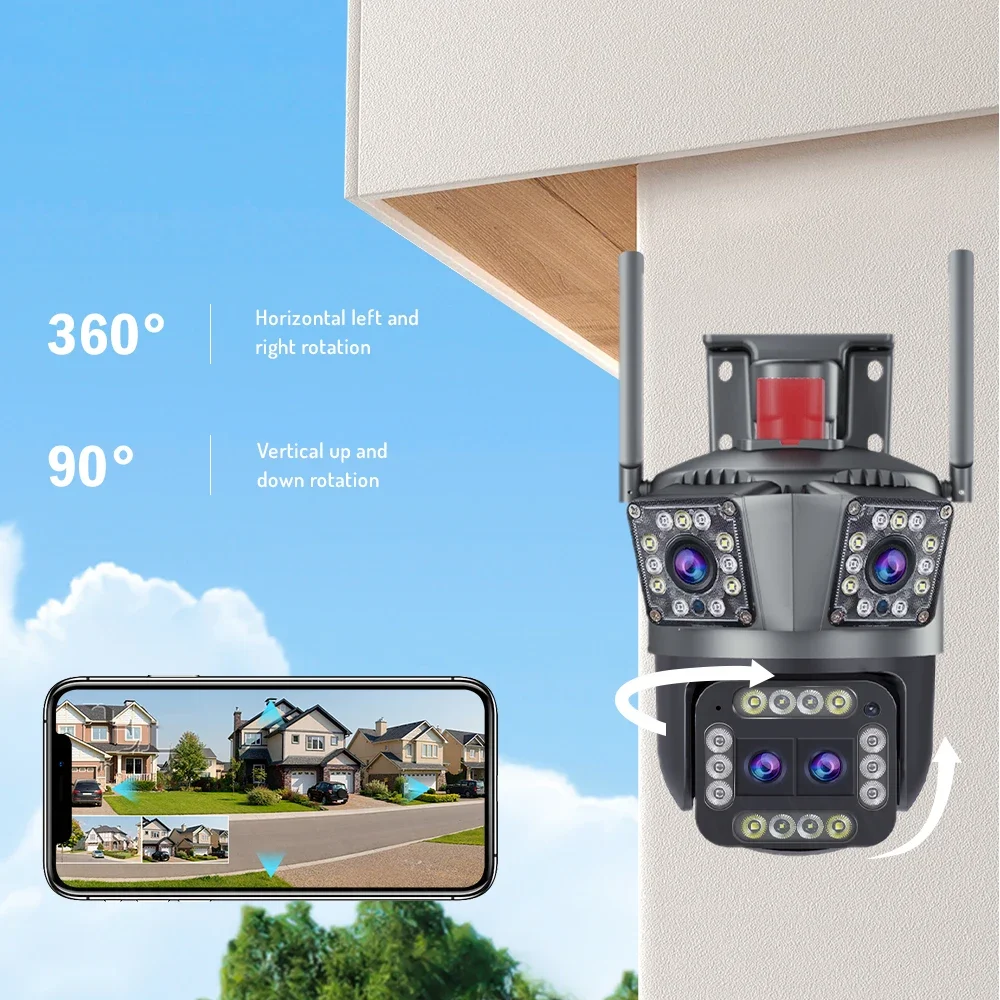 CANSITUM-WiFi Camera Security Protection, 8K, 16MP, Three Screen, Motion Detection, 4K, Outdoor IP CCTV Survalance